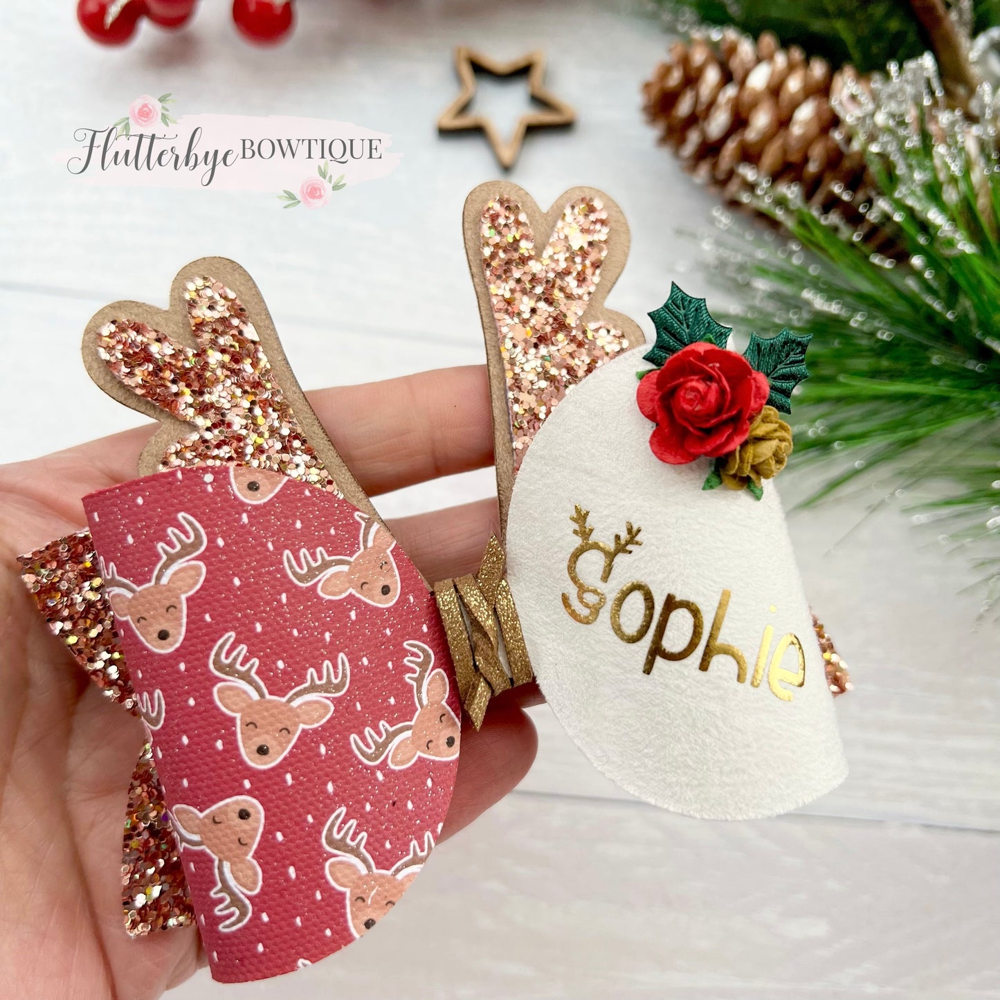 Personalised Reindeer Antlers Hair Bow