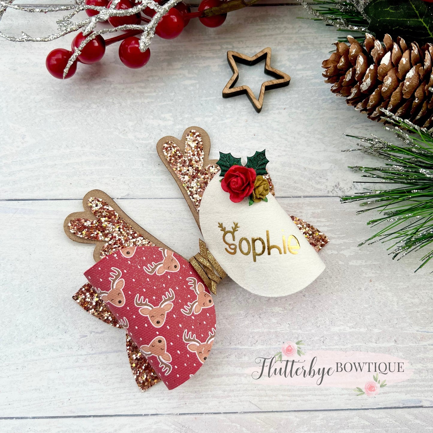 Personalised Reindeer Antlers Hair Bow