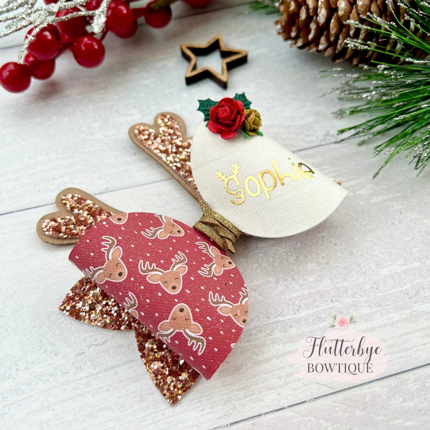 Personalised Reindeer Antlers Hair Bow