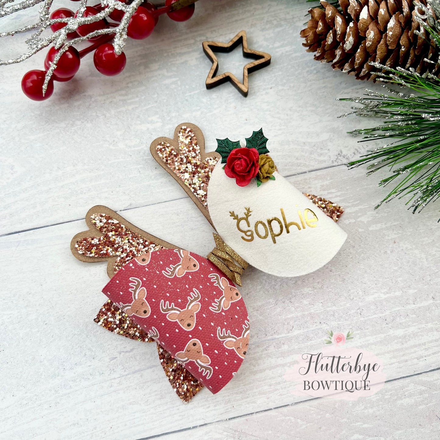 Personalised Reindeer Antlers Hair Bow