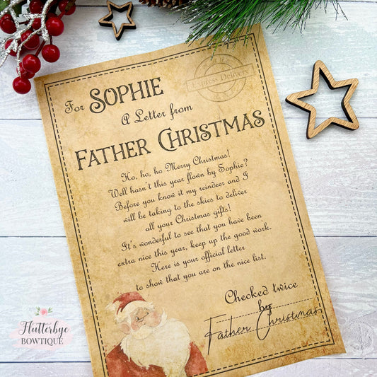 Personalised Santa Letter, Father Christmas Nice List